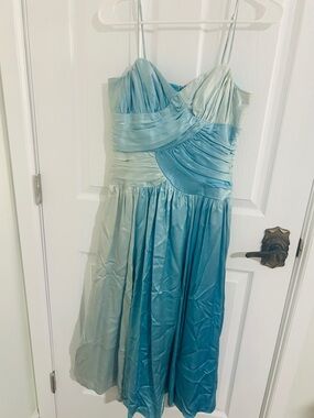 Betsey Johnson Aqua Satin Spaghetti Strap Dress size 6